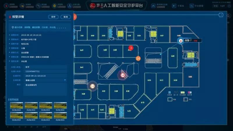 安全守護平臺大屏界面，實時全面展示感知系統